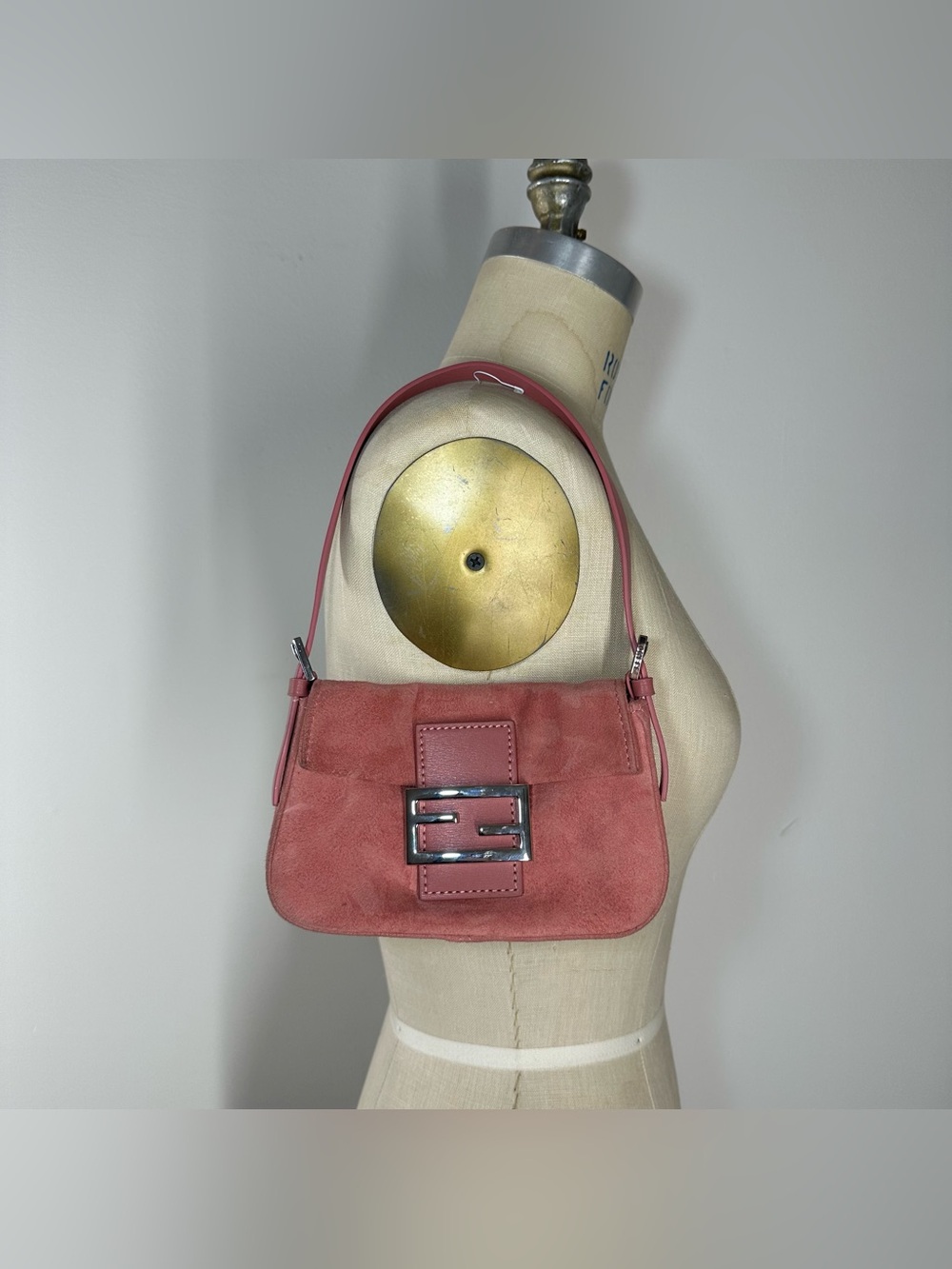Vintage Fendi Pink Suede Shoulder Bag